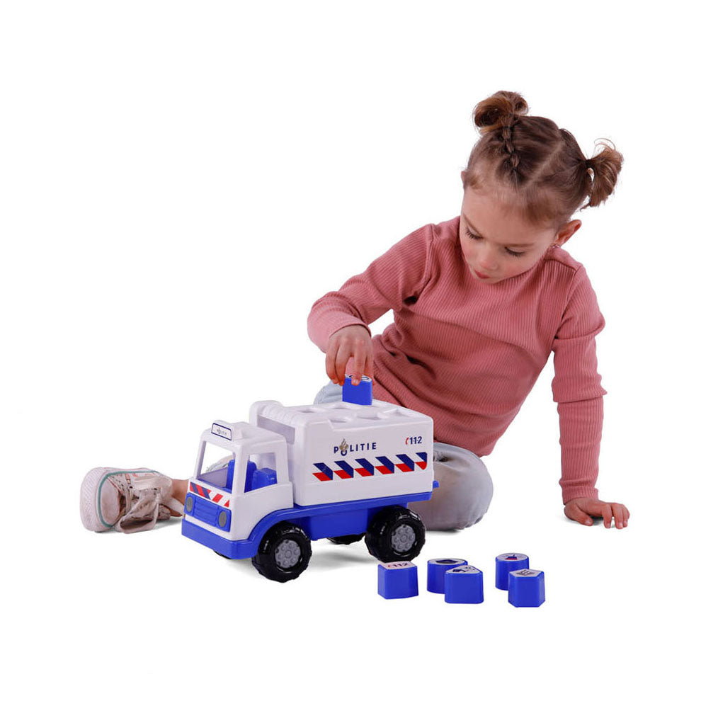 Cavallino toys cavallino politievrachtwagen vormenstoof met 6 blokken, 26cm