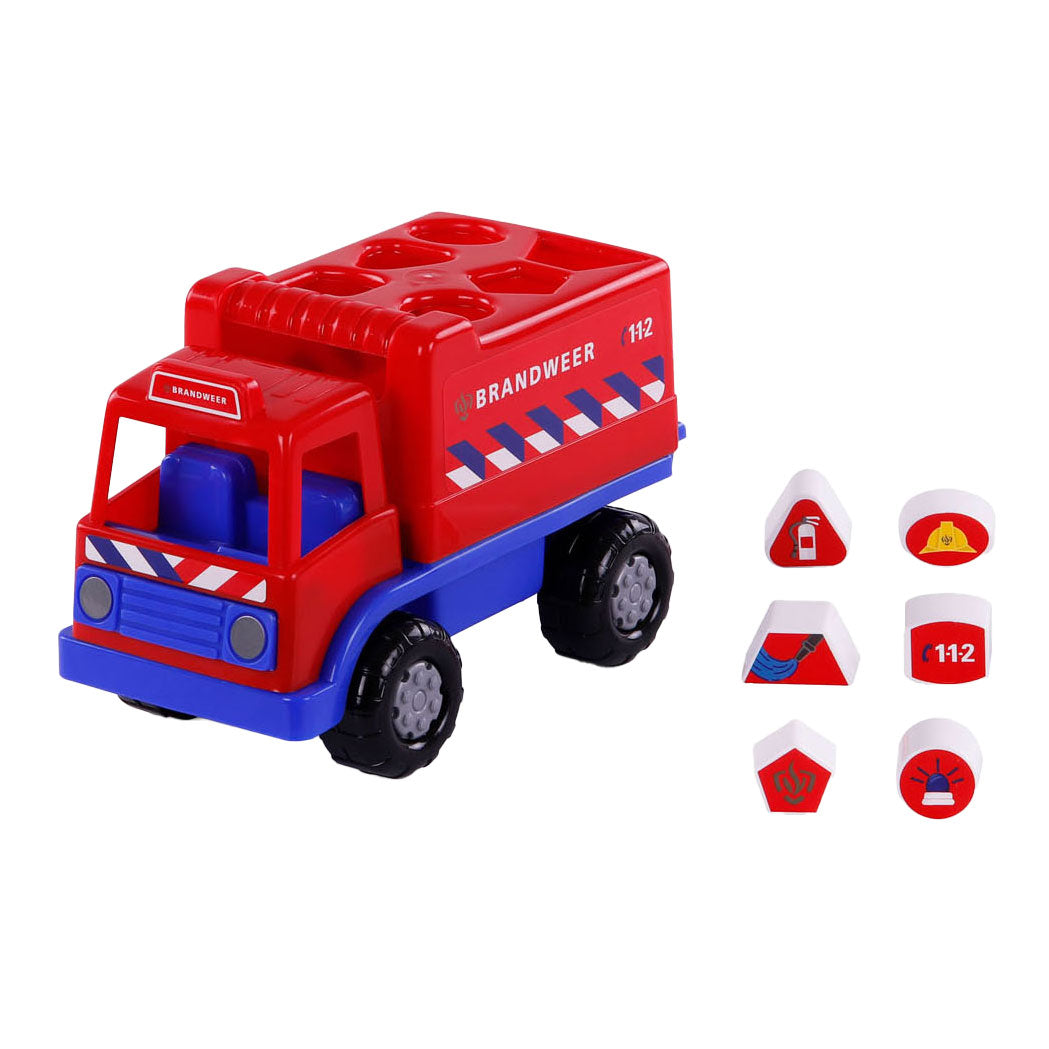 Cavallino toys cavallino brandweervrachtwagen vormenstoof met 6 blokken, 26cm