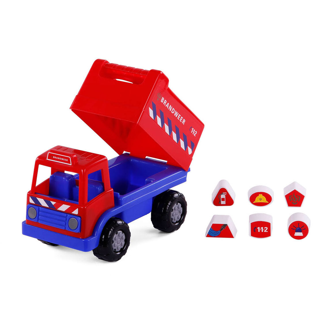 Cavallino toys cavallino brandweervrachtwagen vormenstoof met 6 blokken, 26cm