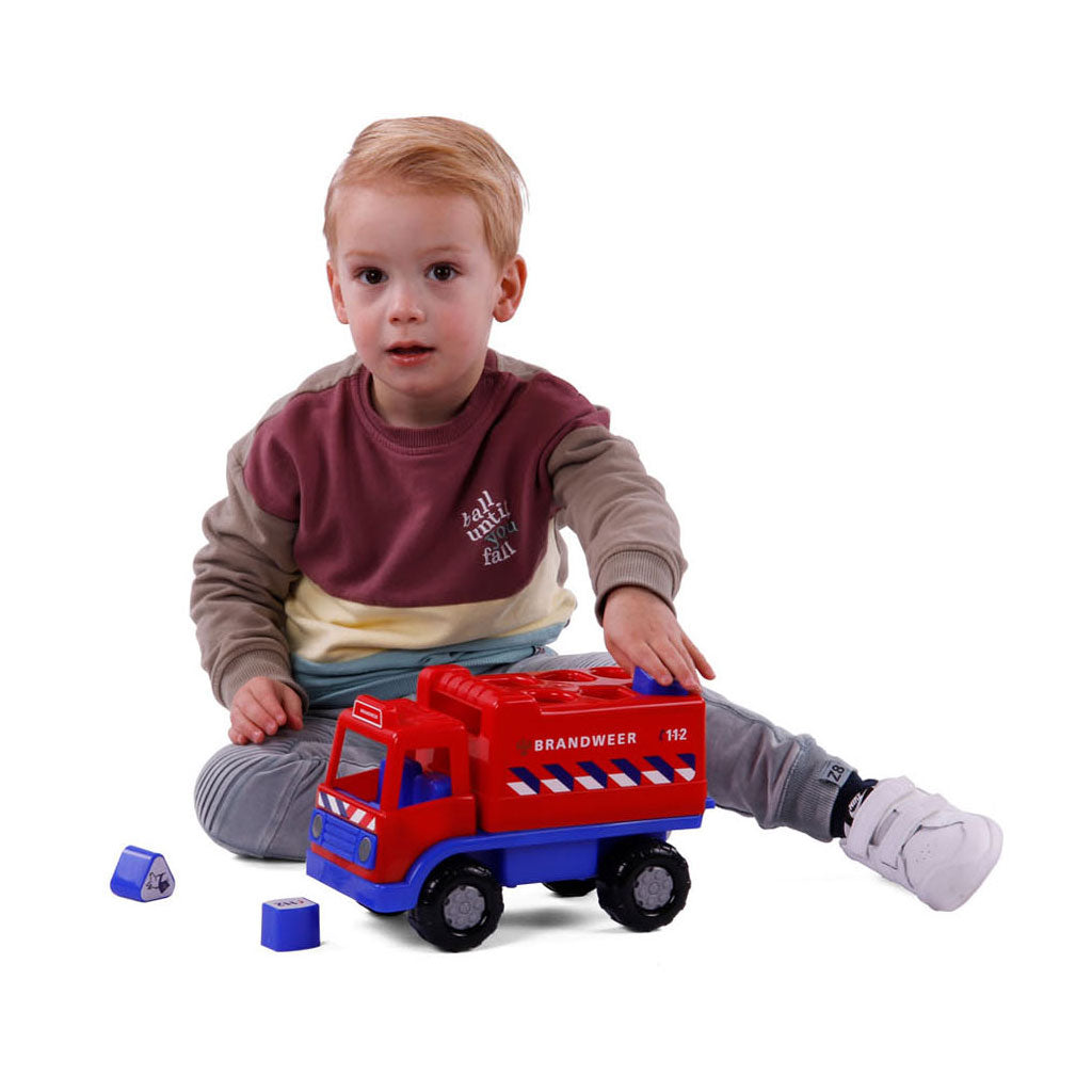 Cavallino toys cavallino brandweervrachtwagen vormenstoof met 6 blokken, 26cm