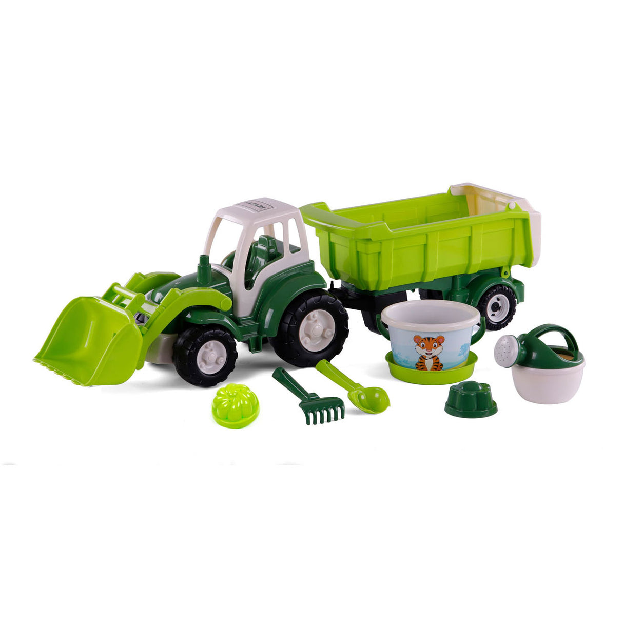 Cavallino Toys Cavallino XL Tractor Groen met KiepAanhangwagen en Emmerset, 9dlg.