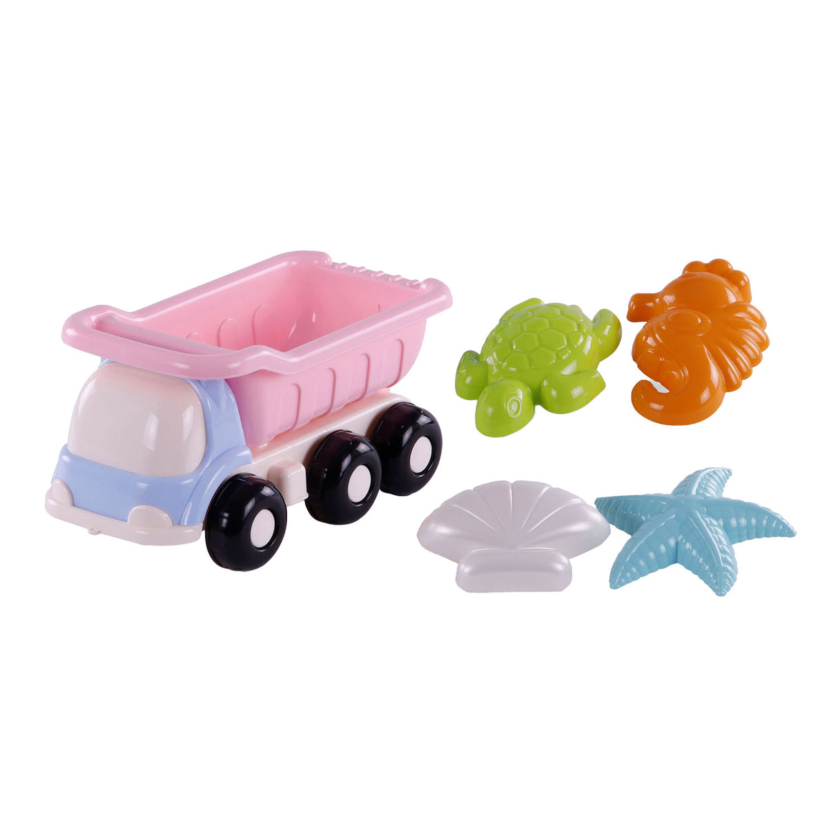 Cavallino toys cavallino strand kiepwagen met 4 zandvormen roze