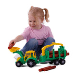 Cavallino toys cavallino junior tractor met kraan aanhangwagen en hout, 46cm