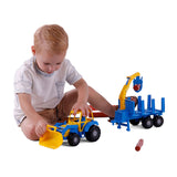 Cavallino toys cavallino junior tractor met kraan aanhangwagen en hout, 46cm