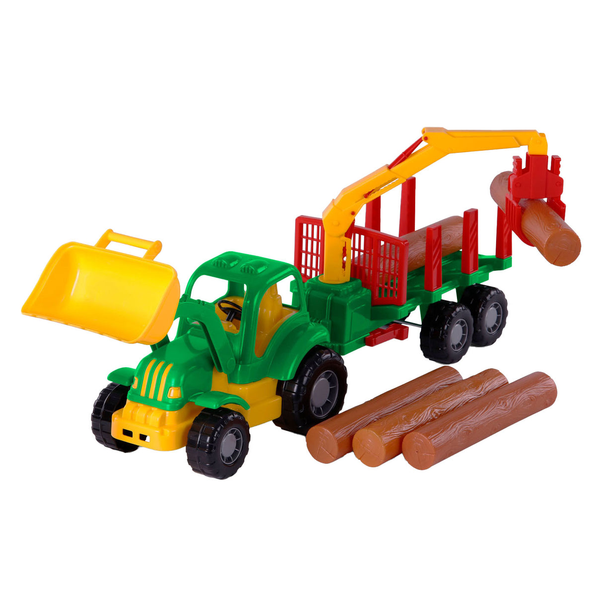 Cavallino Toys Cavallino Klassieke Tractor met Aanhangwagen en Hout, 61cm