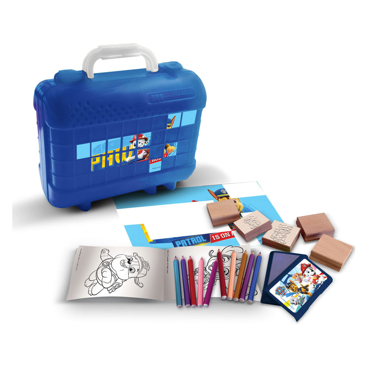 Multiprint paw patrol reis stempel- en kleurkoffer