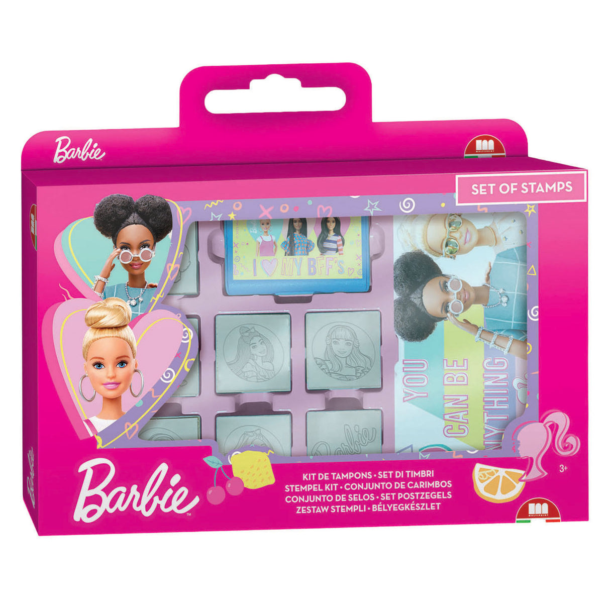 Mattel houten stempels, notitieboekje en viltstiften barbie - 12dlg.
