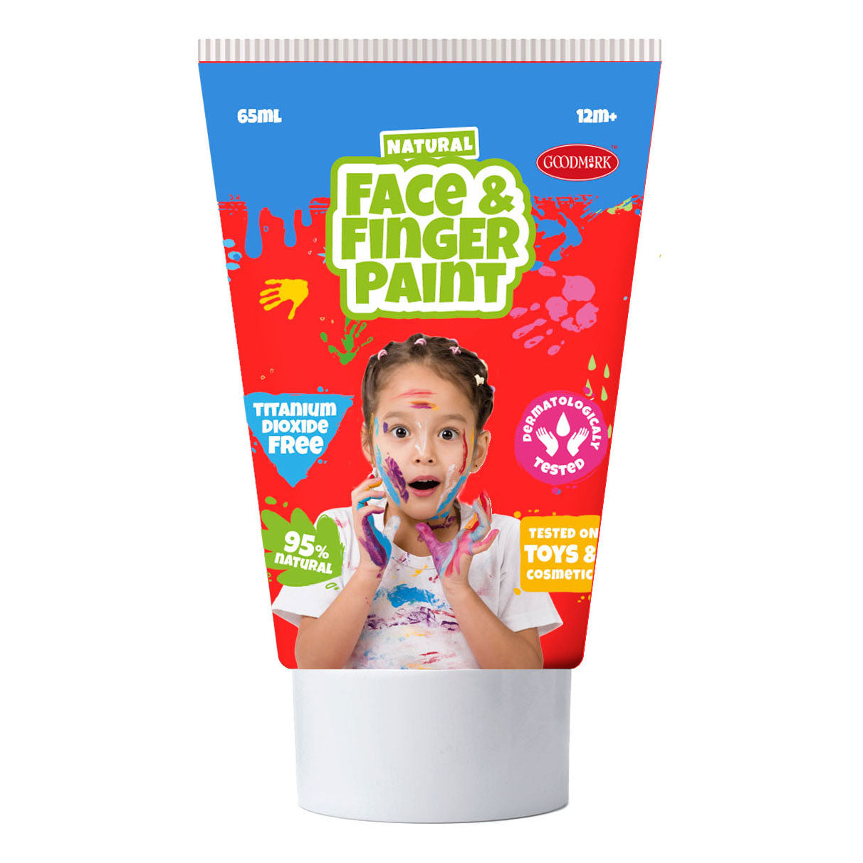 Boti natural face fingerpaint tube - rood en oranje, 2x65ml