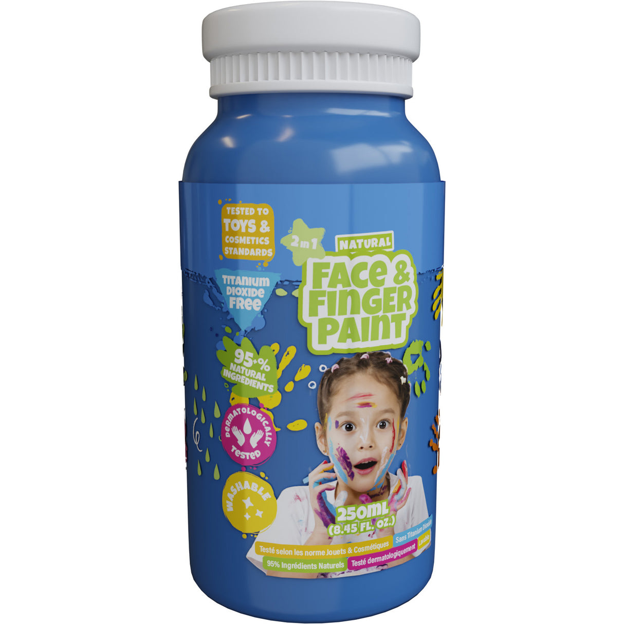 Boti natural face fingerpaint fles - blauw, 250ml