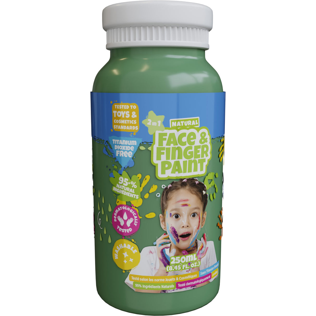 Boti natural face fingerpaint fles - groen, 250ml