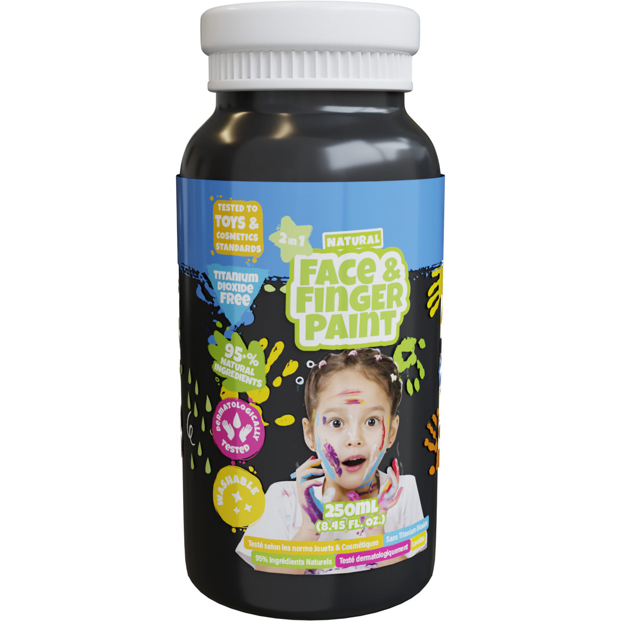 Boti natural face fingerpaint fles - zwart, 250ml