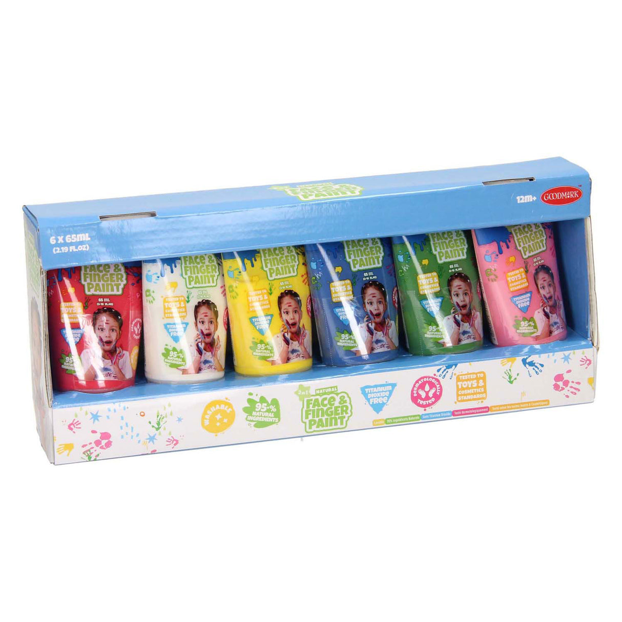 Boti natural face finger paint tube - multi kleuren, 6x65ml