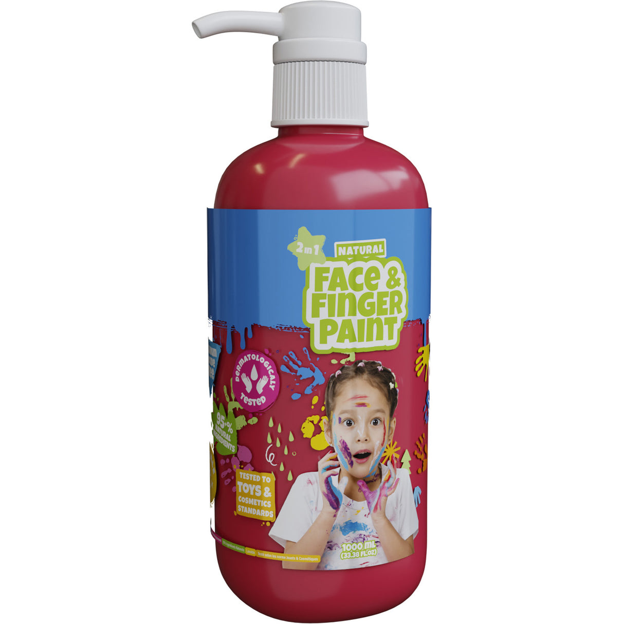 Boti natural face fingerpaint fles met pompje - rood, 1l