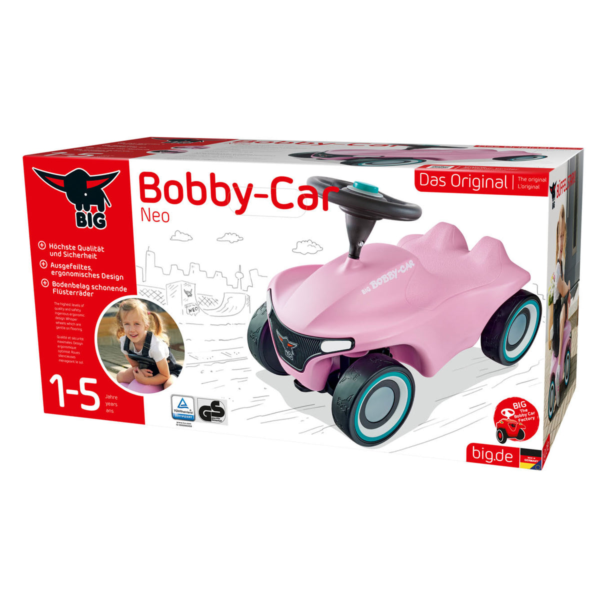 Big Bobby Car Neo Roze Loopauto