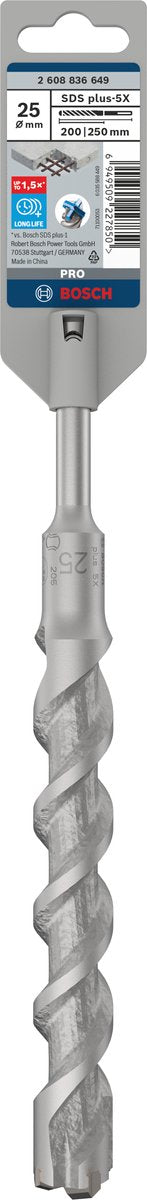 Bosch pro sds plus-5x hamerboor, 25 x 200 x 250 mm