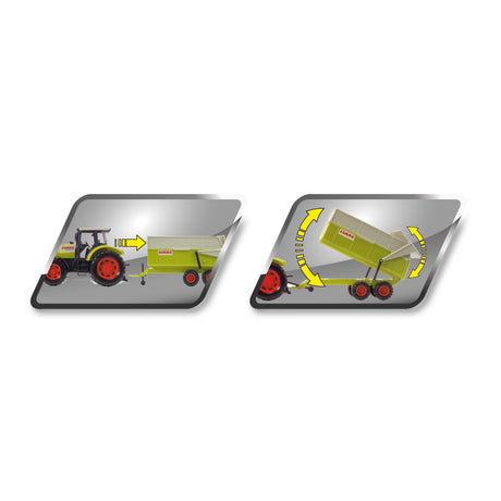 Dickie toys claas - tractor aanhangwagen - 57 cm - speelgoedvoertuig