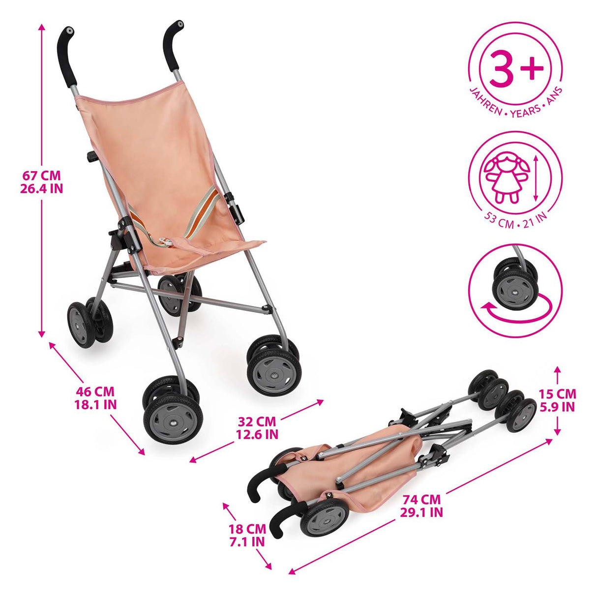 Lobbes speelgoed bv buggy poppenwagen opvouwbaar