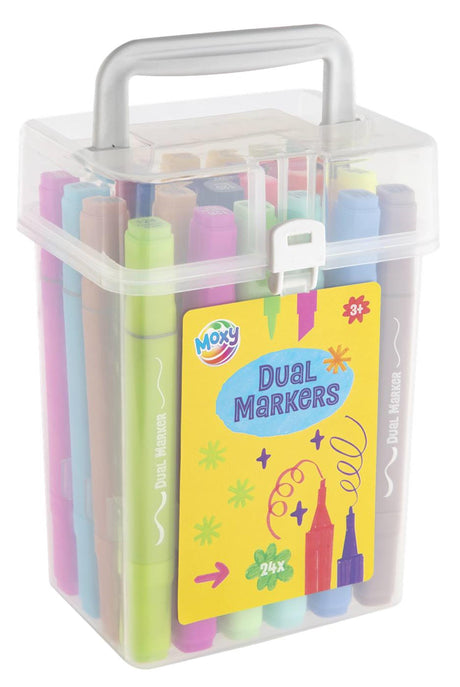 Moxy dual markers fluor 24 stuks in transparante box