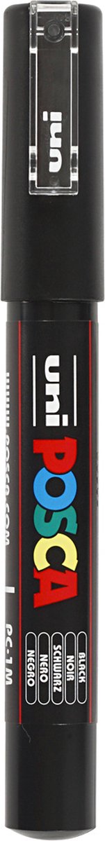 Posca uni verfmarker 1mc zwart - conische punt - 1 mm
