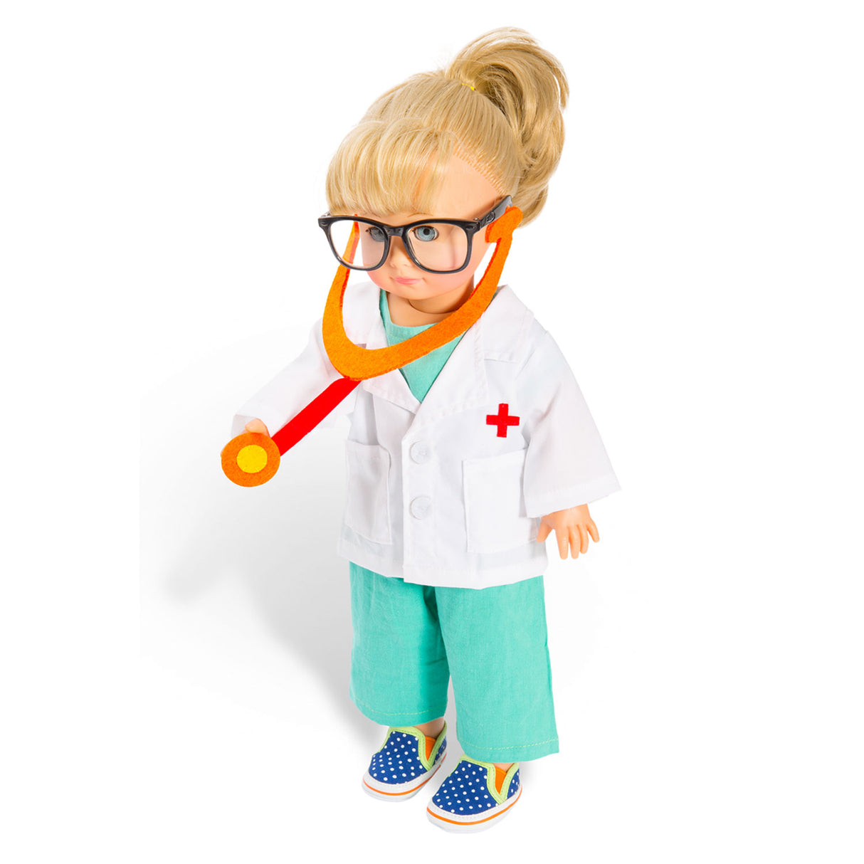 Helies Poppen Dokter Outfit mat Stethoskop, 38-45 cm