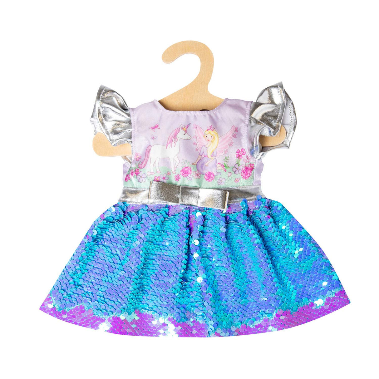 Heless poppenjurk fee en eenhoorn met sequins en kroon, 35-45 cm