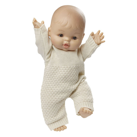 Heless poppen brei overall ecru, 28-35cm