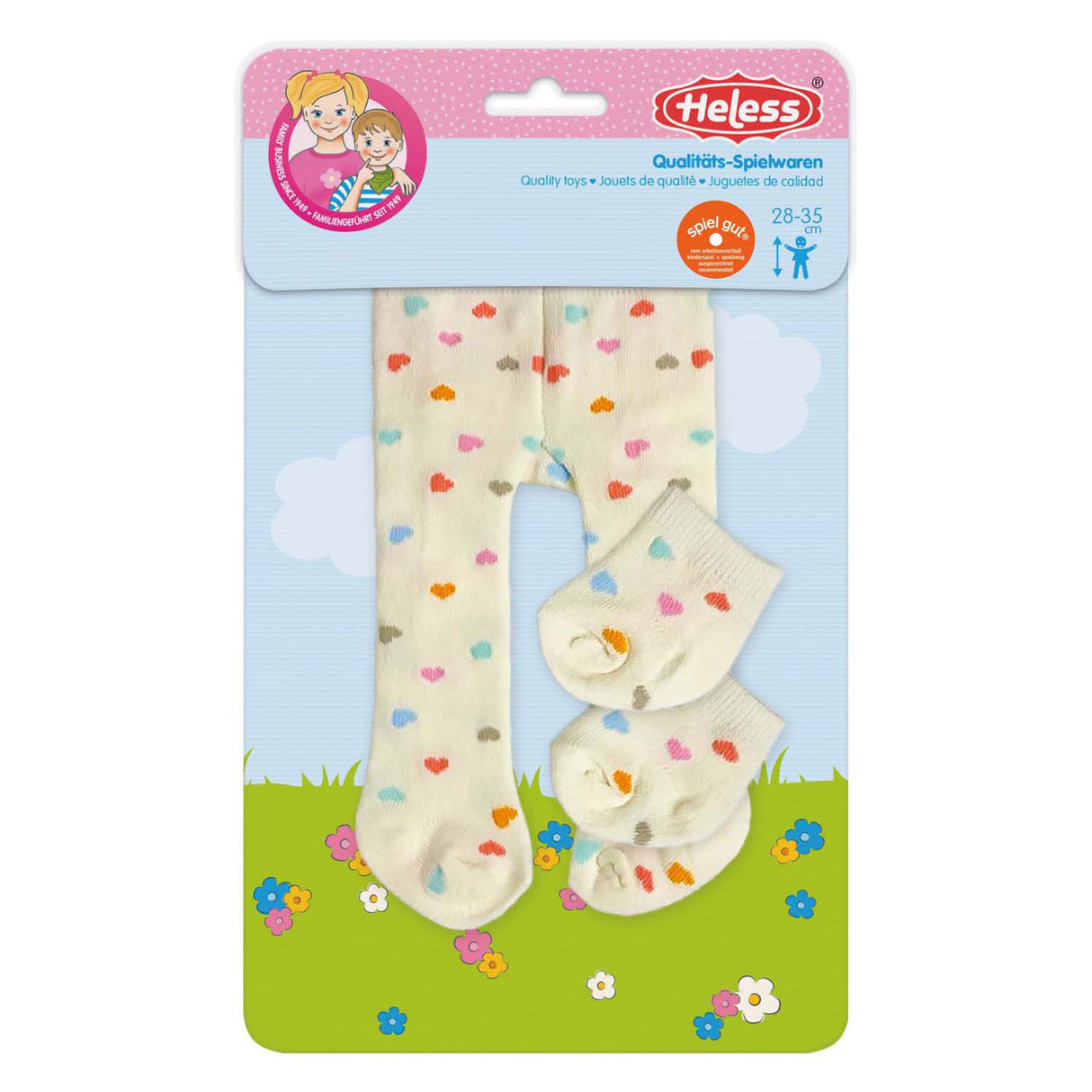 Heless poppen maillot met sokjes hartjesconfetti, 28-35 cm