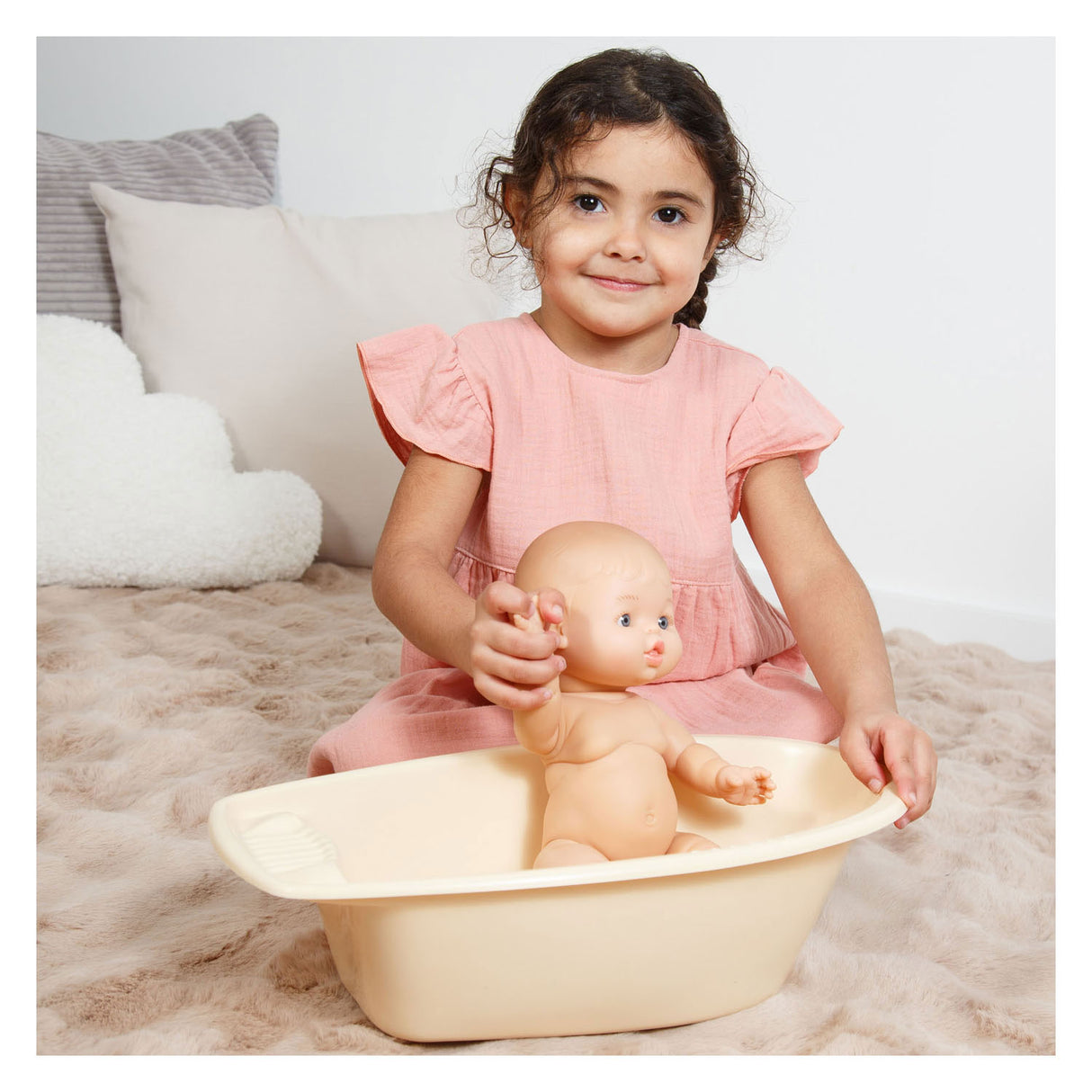 Heless poppenbadset met accessoires beige