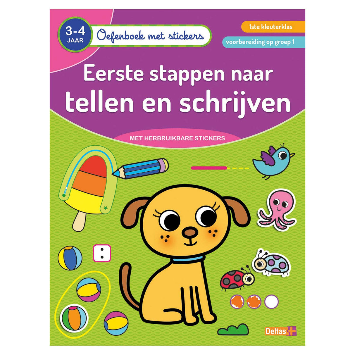 Deltas oefenboek met stickers tellen en schrijven (3-4 jaar)