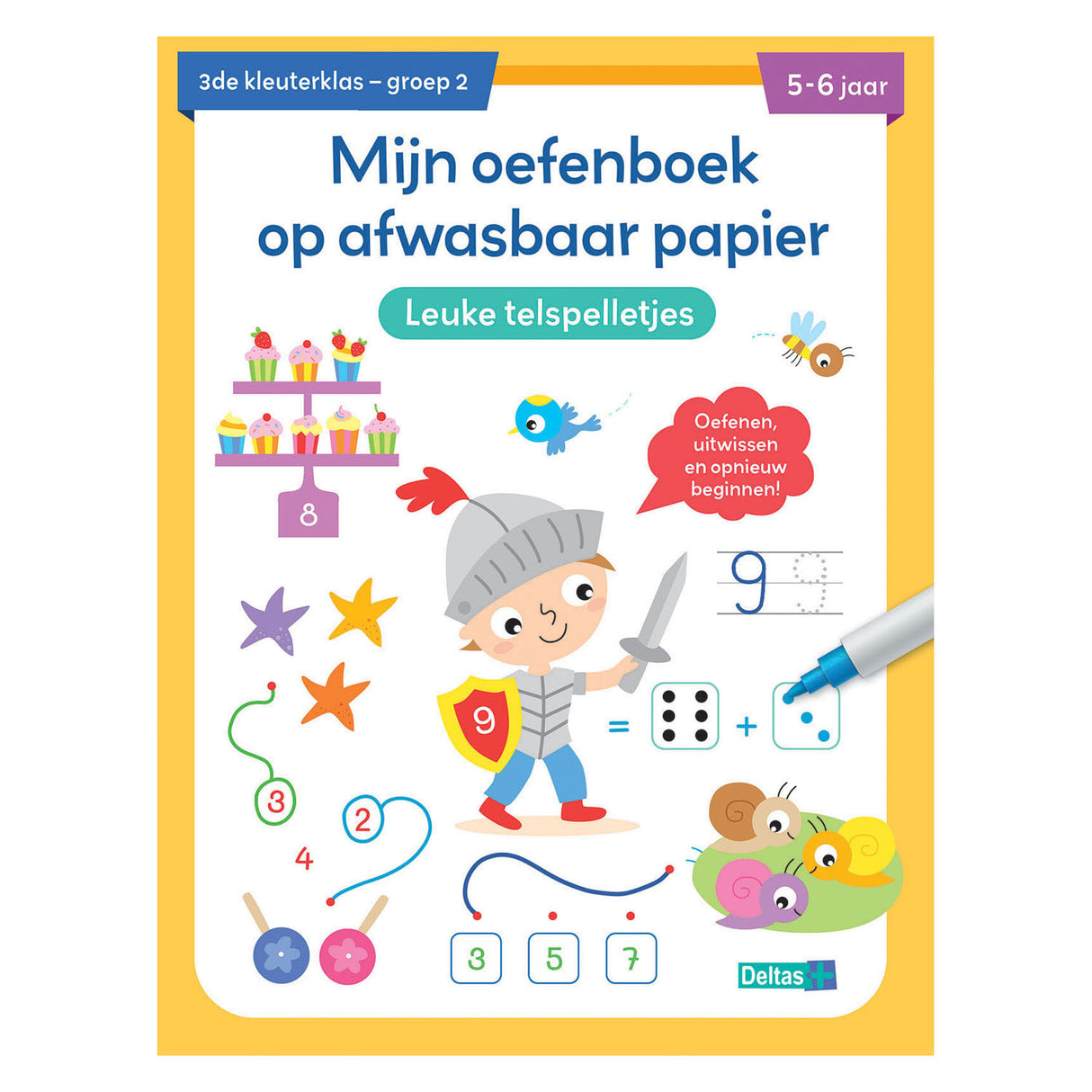 Deltas oefenboek afwasbaar papier leuke telspelletjes (5-6 j.)