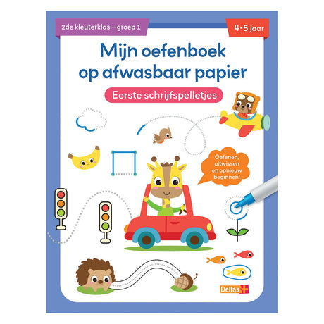Deltas oefenboek afwasbaar papier eerste schrijfspelletjes (4-5 j.)