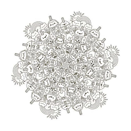 Deltas kawaii mandala kleurpret