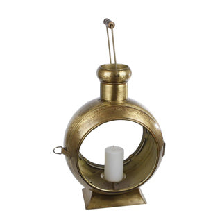 No brand lantaarn berend antiek goud glas metaal 33x23x46cm