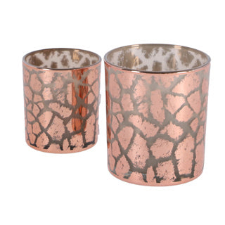 No brand ptmd windlicht desiree giraffeprint roze 10 cm | 6 stuks