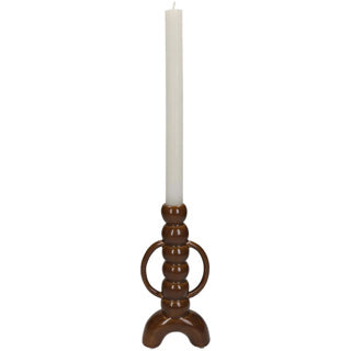 No brand kandelaar fine earthenware brown 10x4.5x21.5cm | 2 stuks