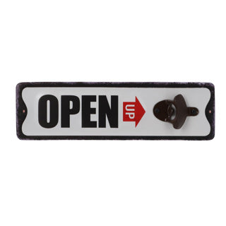 No brand bieropener open up zwart wit metaal 10,5x36x3,5 cm | 2 stuks