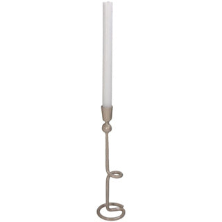 No brand kandelaar iron beige 8x8x30cm | 2 stuks