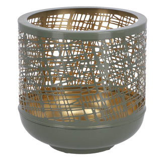 No brand windlicht heidi l groen goud metaal 19x19x19cm