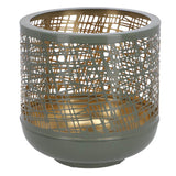 No brand windlicht heidi l groen goud metaal 19x19x19cm