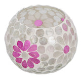 No brand windlicht holly m wit roze bol glas 9x8x8cm | 2 stuks