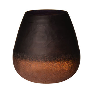 No brand crackle carved vaas bruin h15 d15 | 2 stuks