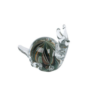 No brand sculptuur snail bruin groen glas 12,5x6,5x9,5cm | 2 stuks