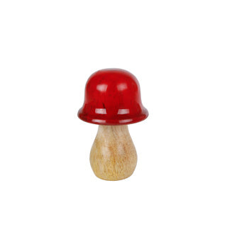 No brand sculptuur paddenstoel mango 6x6x10 cm | 4 stuks