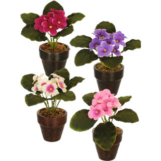 No brand kunstplant in pot kaaps viooltje 16 cm 4 assorti | 12 stuks