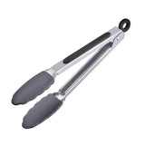 Westmark serveertang, met siliconen kommen en rubberen handgrepen, lengte: 27 cm, roestvrij staal kunststof siliconen, classic silicone midi, zilver zwart, 16172270