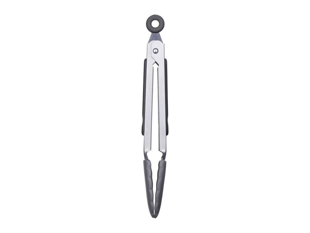 Westmark serveertang, met siliconen kommen en rubberen handgrepen, lengte: 27 cm, roestvrij staal kunststof siliconen, classic silicone midi, zilver zwart, 16172270