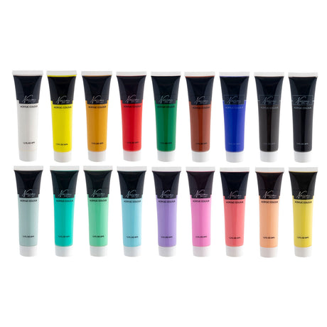 Nassau fine art hobbyverf acrylverf set 18pcs - 36ml verf tubes - acrylverf kinderen en volwassenen - 9 pastel 9 basis kleuren - verf kinderen knutselen - kinder verf set