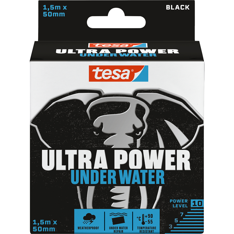 Tesa 1067549 - ultra power reparatietape onder water 1,5 meter 50mm zw | 3 stuks
