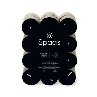 Spaas geurtheelichten blokverpakking x24 4,5u - midnight magic | 5 stuks