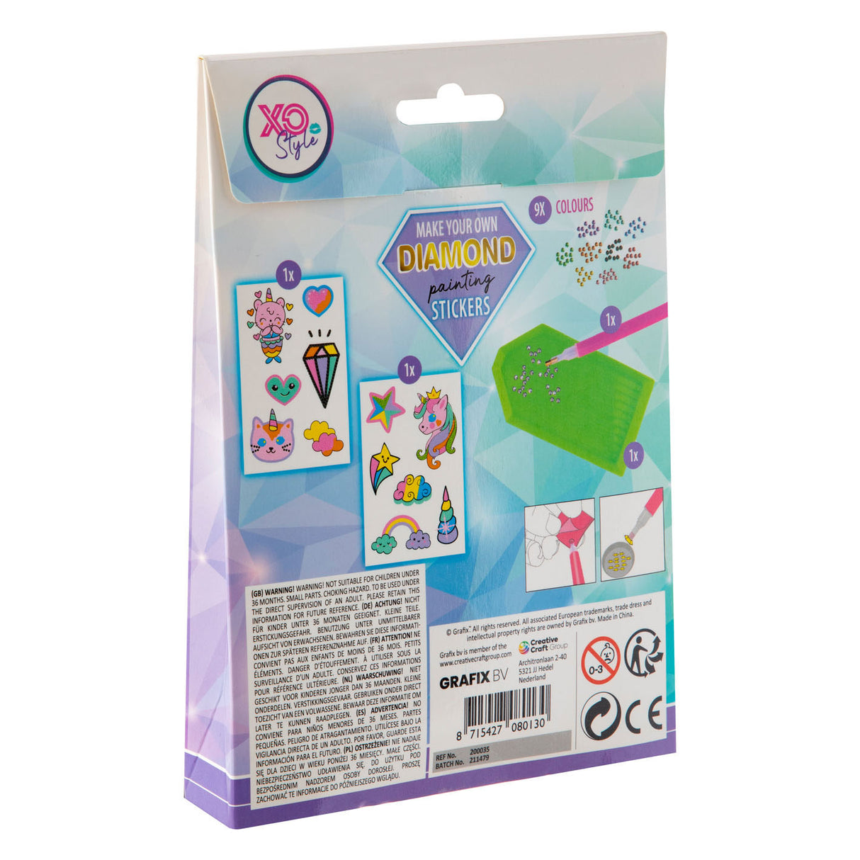 Creative craft group maak je eigen diamond painting stickers, 12dlg.